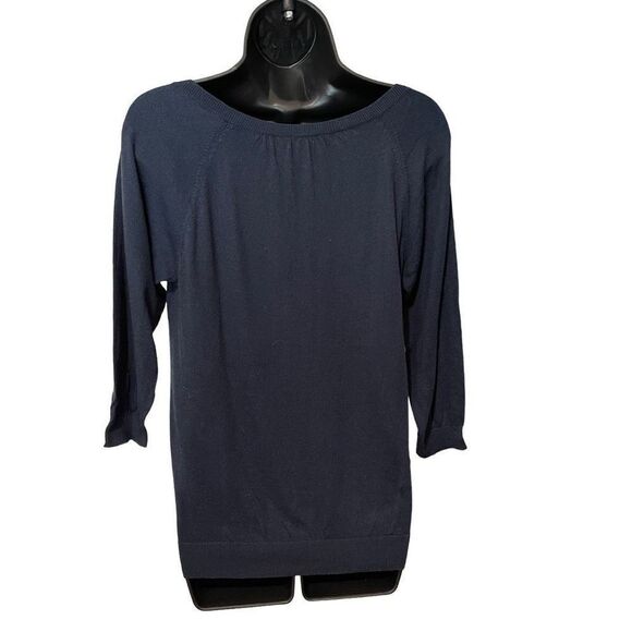 Ann Taylor Navy Blue 3/4 Length Shirt - Picture 2 of 6